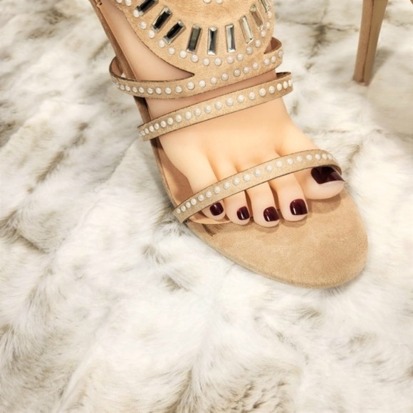 Mack J  Nude Closed Back 4.5" High Heel Sandal Shoe Sizes 10 & 11 - Picture 8 of 9